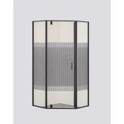 Душова кабіна Sansa 90х90 см профіль чорний/скло прозоре з візерунком SH-90BL (T)