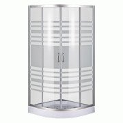 Душова кабіна Sansa 90х90 см профіль сатин/скло прозоре з візерунком lines S-90/15 (2)