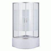 Душова кабіна Sansa 90х90 см профіль сатин/скло прозоре з візерунком lines S-90/40 (2)