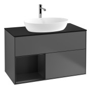 Тумба под раковину Villeroy & Boch Finion 100х50,1 см с подсветкой МДФ антрацит матовый лак/стекло черное матовое G772PDGK