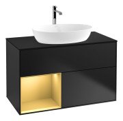 Тумба під раковину Villeroy & Boch Finion 100х50,1 см із підсвічуванням МДФ чорний матовий лак/скло чорне матове G772HFPD