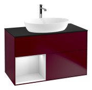 Тумба під раковину Villeroy & Boch Finion 100х50,1 см з підсвічуванням МДФ півонія матовий лак/скло чорне матове G772MTHB