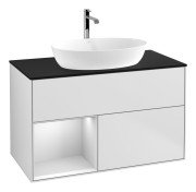 Тумба під раковину Villeroy & Boch Finion 100х50,1 см із підсвічуванням МДФ білий матовий лак/скло чорне матове G772MTMT