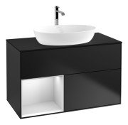 Тумба під раковину Villeroy & Boch Finion 100х50,1 см із підсвічуванням МДФ чорний матовий лак/скло чорне матове G772MTPD