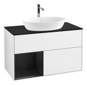 Тумба під раковину Villeroy & Boch Finion 100х50,1 см з підсвіткою МДФ білий глянцевий лак/скло чорне матове G772PDGF