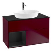 Тумба під раковину Villeroy & Boch Finion 100х50,1 см з підсвічуванням МДФ півонія матовий лак/скло чорне матове G772PDHB