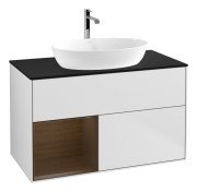 Тумба под раковину Villeroy & Boch Finion 100х50,1 см с подсветкой МДФ белый матовый лак/стекло черное матовое G772GNMT