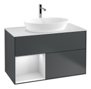 Тумба під раковину Villeroy & Boch Finion 100х50,1 см із підсвічуванням МДФ темно-синій матовий лак/скло біле матове G771MTHG