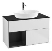 Тумба під раковину Villeroy & Boch Finion 100х50,1 см із підсвічуванням МДФ білий матовий лак/скло чорне матове G772PDMT