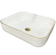 Раковина для ванной VBI PALERMO 50x39 см керамика белый с золотой каймой VBI-012308