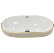 Раковина для ванной VBI GAETA  61x40 см керамика белый с золотой каймой VBI-018032