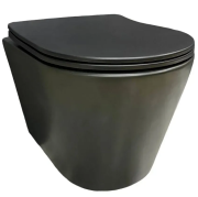 Унітаз підвісний VBI LEVANZO 49х36 см безободковий з кришкою soft-close кераміка чорний матовий VBI-020201