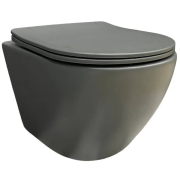 Унітаз підвісний VBI VULCANO 49х36,5 см безободковий з кришкою soft-close кераміка сірий матовий VBI-020410