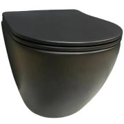 Унитаз подвесной VBI VULCANO 49х37 см безободковый с крышкой soft-close керамика черный матовый VBI-020412