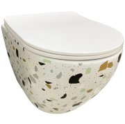 Унитаз подвесной VBI VULCANO 48х36 см безободковый с крышкой soft-close керамика террацо VBI-020409