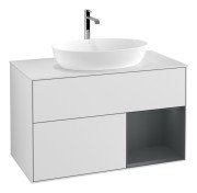 Тумба під раковину Villeroy & Boch Finion 100х50,1 см із підсвічуванням МДФ білий матовий лак/скло біле матове F781HGMT