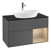 Тумба під раковину Villeroy & Boch Finion 100х50,1 см із підсвічуванням МДФ антрацит матовий лак/скло чорне матове G782PCGK