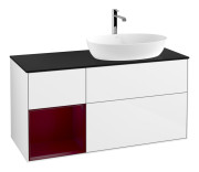 Тумба під раковину Villeroy & Boch Finion 120х50,1 см із підсвічуванням МДФ білий глянцевий лак/скло чорне матове F802HBGF