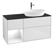 Тумба під раковину Villeroy & Boch Finion 120х50,1 см із підсвічуванням МДФ білий матовий лак/скло чорне матове F802GFMT