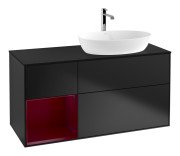 Тумба під раковину Villeroy & Boch Finion 120х50,1 см із підсвічуванням МДФ чорний матовий лак/скло чорне матове F802HBPD