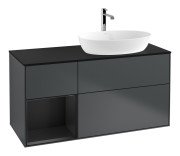 Тумба під раковину Villeroy & Boch Finion 120х50,1 см із підсвічуванням МДФ темно-синій матовий лак/скло чорне матове F802PDHG