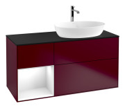 Тумба під раковину Villeroy & Boch Finion 120х50,1 см із підсвічуванням МДФ півонія матовий лак/скло чорне матове G802GFHB