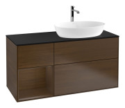 Тумба под раковину Villeroy & Boch Finion 120х50,1 см с подсветкой МДФ шпон грецкого ореха/стекло черное матовое G802GNGN