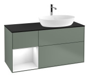 Тумба під раковину Villeroy & Boch Finion 120х50,1 см із підсвічуванням МДФ оливковий матовий лак/скло чорне матове G802GFGM