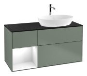 Тумба під раковину Villeroy & Boch Finion 120х50,1 см із підсвічуванням МДФ оливковий матовий лак/скло чорне матове G802GFGM