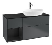 Тумба під раковину Villeroy & Boch Finion 120х50,1 см із підсвічуванням МДФ темно-синій матовий лак/скло чорне матове G802PDHG