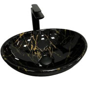 Раковина для ванної кімнати VBI PARMA 41,5x33,5 см кераміка чорний мармур глянсовий VBI-011004