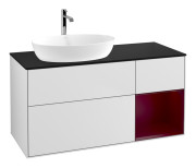 Тумба під раковину Villeroy & Boch Finion 120х50,1 см із підсвічуванням МДФ білий матовий лак/скло чорне матове F812HBMT