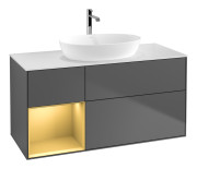 Тумба под раковину Villeroy & Boch Finion 120х50,1 см с подсветкой МДФ антрацит матовый лак/стекло белое матовое F821HFGK