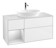 Тумба під раковину Villeroy & Boch Finion 120х50,1 см із підсвічуванням МДФ білий глянцевий лак/скло біле матове F821MTGF