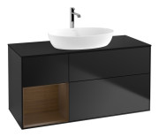 Тумба под раковину Villeroy & Boch Finion 120х50,1 см с подсветкой МДФ черный матовый лак/стекло черное матовое F822GNPD