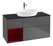 Тумба під раковину Villeroy & Boch Finion 120х50,1 см із підсвічуванням МДФ антрацит матовий лак/скло чорне матове F822HBGK