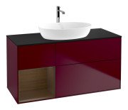 Тумба под раковину Villeroy & Boch Finion 120х50,1 см с подсветкой МДФ пион матовый лак/стекло черное матовое F822GNHB