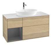 Тумба под раковину Villeroy & Boch Finion 120х50,1 см с подсветкой МДФ шпон дуба/стекло белое матовое F821GKPC