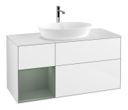 Тумба під раковину Villeroy & Boch Finion 120х50,1 см з підсвіткою МДФ білий глянцевий лак/скло біле матове F821GMGF