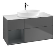 Тумба под раковину Villeroy & Boch Finion 120х50,1 см с подсветкой МДФ антрацит матовый лак/стекло белое матовое F821HGGK