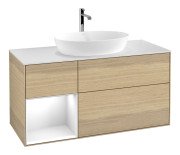 Тумба под раковину Villeroy & Boch Finion 120х50,1 см с подсветкой МДФ шпон дуба/стекло белое матовое F821GFPC