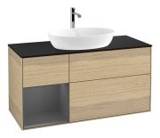 Тумба під раковину Villeroy & Boch Finion 120х50,1 см з підсвічуванням МДФ шпон дуба/скло чорне матове F822GKPC