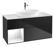 Тумба під раковину Villeroy & Boch Finion 120х50,1 см із підсвічуванням МДФ чорний матовий лак/скло біле матове G821GFPD