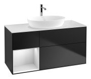 Тумба під раковину Villeroy & Boch Finion 120х50,1 см із підсвічуванням МДФ чорний матовий лак/скло біле матове G821MTPD
