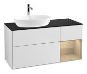 Тумба під раковину Villeroy & Boch Finion 120х50,1 см із підсвічуванням МДФ білий матовий лак/скло чорне матове F812PCMT