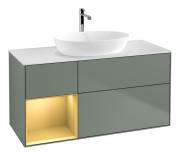 Тумба под раковину Villeroy & Boch Finion 120х50,1 см с подсветкой МДФ оливковый матовый лак/стекло белое матовое G821HFGM