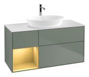 Тумба під раковину Villeroy & Boch Finion 120х50,1 см із підсвічуванням МДФ оливковий матовий лак/скло біле матове G821HFGM