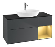 Тумба під раковину Villeroy & Boch Finion 120х50,1 см із підсвічуванням МДФ темно-синій матовий лак/скло чорне матове F832HFHG