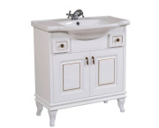 Тумба для підлоги Аквародос Беатриче 80 см з раковиною New Classic ДСП/МДФ білий патина золото АР000040194