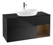Тумба під раковину Villeroy & Boch Finion 120х50,1 см із підсвічуванням МДФ чорний матовий лак/скло чорне матове G832GNPD